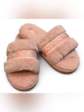 🕊️Puma Fluff Remix BX Lotus Pink Fuzzy Slide Slippers